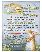 Load image into Gallery viewer, Grandma Gift For Granddaughter Rabbit Just Do Your Best Fleece Blanket
