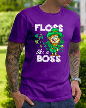 Load image into Gallery viewer, Funny Leprechaun Floss Like A Boss Shamrock Design St Patrick's Day Gift Guys Tee
