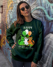 Load image into Gallery viewer, Lovely Cat And Balloons Happy St Patrick's Day Gift For Cat Lovers Sweatshirt
