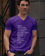 Load image into Gallery viewer, Splints Button Hook Therapy Putty Goniometer Resistance Bands Guys V-Neck
