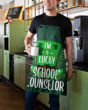 Load image into Gallery viewer, Green Top Hat I'm A Lucky School Counselor St Patrick's Day Gift Apron
