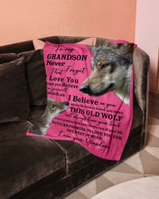 Load image into Gallery viewer, Wolf Grandma Gift For Grandson Believe In Yourself Fleece Blanket
