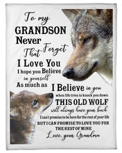 Load image into Gallery viewer, Wolf Grandma Gift For Grandson Believe In Yourself Fleece Blanket
