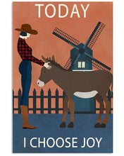 Load image into Gallery viewer, Vintage Girl I Choose Joy Donkey Gift For Donkey Lovers Vertical Poster
