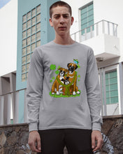 Load image into Gallery viewer, Funny Boxer With Butterflies Clover St Patrick's Day Gift For Dog Lovers Unisex Long Sleeve
