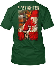 Load image into Gallery viewer, Firefighter Behind Canada Flag Gift For Firefighter Guys Tee
