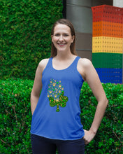 Load image into Gallery viewer, Dog Paws And Clover Shamrock Design St Patrick's Day Gift For Dog Lovers Ladies Flowy Tank
