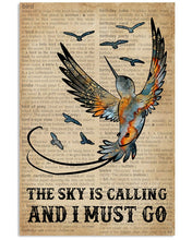 Load image into Gallery viewer, Dictionary The Sky Is Calling And I Must Go Hummingbird Vertical Poster
