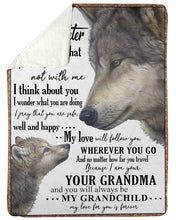 Load image into Gallery viewer, Grandma Gift For Granddaughter Wolf I Think About You Sherpa Blanket
