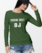 Load image into Gallery viewer, Fucking Great DJ Black And White Printed Mug Unisex Long Sleeve
