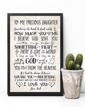 Load image into Gallery viewer, Gift For Precious Daughter God Sent You Into My Life Vertical Poster
