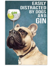 Load image into Gallery viewer, Funny French Bulldog And Gin Blue Background Gift For Dog Lovers Vertical Poster

