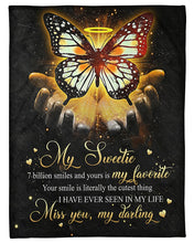 Load image into Gallery viewer, Angel Butterfly Your Smile Is Literally The Cutest Thing Gift For Husband Fleece Blanket
