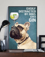 Load image into Gallery viewer, Funny French Bulldog And Gin Blue Background Gift For Dog Lovers Vertical Poster
