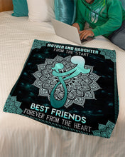 Load image into Gallery viewer, Mother And Daughter From The Start Blue Mandala Flower Fleece Blanket
