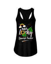 Load image into Gallery viewer, Rainbow And Cloud Horseshoe One Lucky Spanish Teacher St Patrick's Day Gift Ladies Flowy Tank
