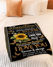 Load image into Gallery viewer, You Are My Sunshine Gold Butterflies Sunflower Grandma Gift For Granddaughter Fleece Blanket
