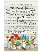 Load image into Gallery viewer, Hummingbird I Can Face Tomorrow All Because Of The Old Rugged Cross Vertical Poster
