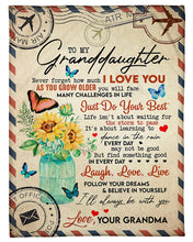 Load image into Gallery viewer, Jar Of Sunflower Laugh Love Live Grandma Gift For Granddaughter Fleece Blanket
