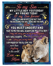 Load image into Gallery viewer, Lion My Son Forever Mom Gift For Son Fleece Blanket
