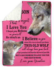 Load image into Gallery viewer, Wolf Grandma Gift For Grandson Believe In Yourself Sherpa Blanket
