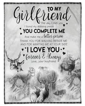 Load image into Gallery viewer, Deer Boyfriend Gift For Girlfriend I Love You Forever And Always Fleece Blanket
