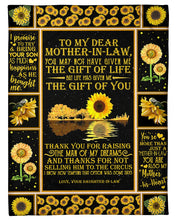 Load image into Gallery viewer, Sunflowers Gift For Mother In Law You Are Also My Daughter In Heart Fleece Blanket
