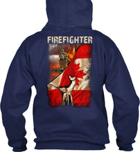Load image into Gallery viewer, Firefighter Behind Canada Flag Gift For Firefighter Hoodie

