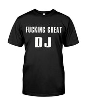 Load image into Gallery viewer, Fucking Great DJ Black And White Printed Mug Guys Tee
