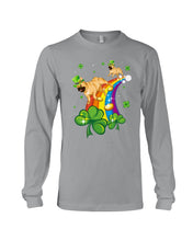 Load image into Gallery viewer, Frenchie Running On Rainbow Clover St Patrick's Day Gift For Dog Lovers Unisex Long Sleeve
