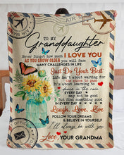 Load image into Gallery viewer, Jar Of Sunflower Laugh Love Live Grandma Gift For Granddaughter Sherpa Blanket
