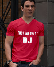 Load image into Gallery viewer, Fucking Great DJ Black And White Printed Mug Guys V-Neck
