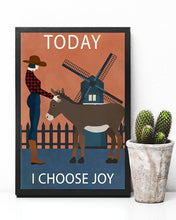 Load image into Gallery viewer, Vintage Girl I Choose Joy Donkey Gift For Donkey Lovers Vertical Poster
