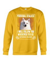 Load image into Gallery viewer, American Eskimo Personal Stalker St. Patrick's Day Printed Mug Sweatshirt
