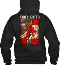Load image into Gallery viewer, Firefighter Behind Canada Flag Gift For Firefighter Hoodie
