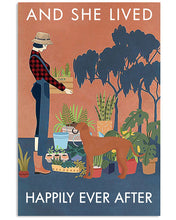 Load image into Gallery viewer, Vintage And She Lived Happily Gardening With Rhodesian Ridgeback Dog Vertical Poster
