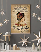 Load image into Gallery viewer, Floral Music Sheet What A Wonderful World Reading Vertical Poster
