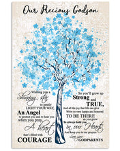 Load image into Gallery viewer, Our Precious Godson Blue Tree You'll Grow Up Strong And True Vertical Poster
