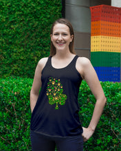 Load image into Gallery viewer, Dog Paws And Clover Shamrock Design St Patrick's Day Gift For Dog Lovers Ladies Flowy Tank
