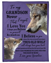 Load image into Gallery viewer, Wolf Grandma Gift For Grandson Believe In Yourself Fleece Blanket
