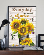 Load image into Gallery viewer, Sunflowers And Hummingbirds Everyday Is A Second Chance Vertical Poster
