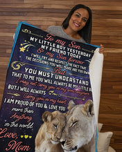 Load image into Gallery viewer, Lion My Son Forever Mom Gift For Son Sherpa Blanket
