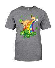 Load image into Gallery viewer, Frenchie Running On Rainbow Clover St Patrick's Day Gift For Dog Lovers Guys Tee
