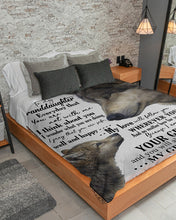 Load image into Gallery viewer, Grandma Gift For Granddaughter Wolf I Think About You Sherpa Blanket
