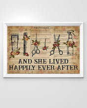 Load image into Gallery viewer, Gift For Hairstylist She Lived Happily Ever After Horizontal Poster
