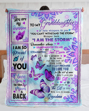 Load image into Gallery viewer, Purple Mandala I Am The Storm Grandma Gift For Granddaughter Sherpa Blanket
