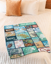 Load image into Gallery viewer, The Beach Is My Happy Place Ocean World Fleece Blanket
