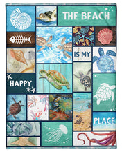 Load image into Gallery viewer, The Beach Is My Happy Place Ocean World Fleece Blanket
