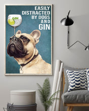 Load image into Gallery viewer, Funny French Bulldog And Gin Blue Background Gift For Dog Lovers Vertical Poster
