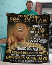 Load image into Gallery viewer, Thank You Roaring Lion Mother Gift For Son In Law Sherpa Blanket
